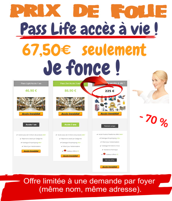Accès à vie code de réduction plateforme Francegrossiste.com