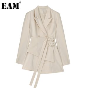 EAM – Blazer à bandes irrégulières pour femmes, veste à manches longues, coupe ample, tendance printemps automne 1