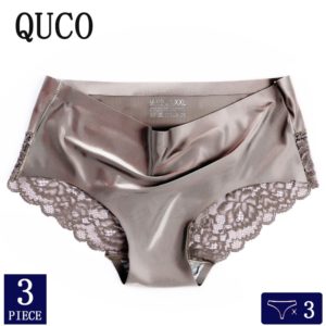 QUCO – sous-vêtements sexy pour femmes, lot de 3 pièces, culotte de haute qualité, sans couture, Lingerie solide 1