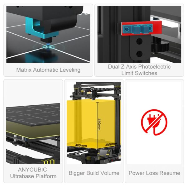 ANYCUBIC Chiron 3d imprimante grand Volume construit avec niveau automatique Ultrabase impressora 3d conception modulaire impressora 3d drucker 3