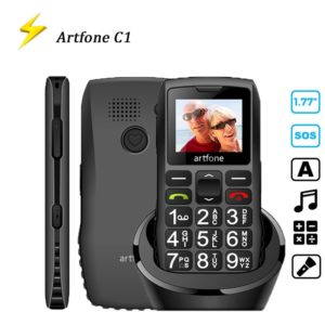 Téléphone portable à gros bouton pour personnes âgées Artfone C1, double SIM avec bouton SOS émerg, batterie (2G) de 1400mAh 1