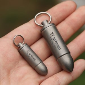 Tiartisan – boîte à pilules étanche en titane, accessoires de Camping en plein air, pendentif à balles Portable avec porte-clés Ta6560 1