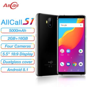 100% Smartphone d'origine AllCall S1 Android 8.1 5.5 ''Quad Core 2GB RAM 16GB ROM 8MP 5000mAh 2 SIM GSM WCDMA téléphones portables 1