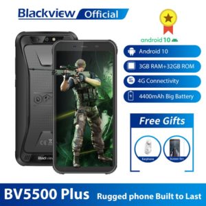 Blackview – Smartphone 2020 BV5500 Plus, téléphone portable robuste et étanche IP68, 3 go + 32 go, Android 10.0, écran 5.5 pouces, 4400mAh, 4G 1