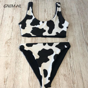 Bikini sexy pour femme, deux pièces effet push-up avec imprimés vache, vêtement brésilien pour la plage pour nager, nouveauté 2019 1