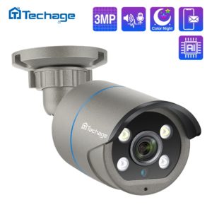 Techage – caméra de Surveillance extérieure IP POE hd 3MP/48V, étanche, avec Audio bidirectionnel et ia, codec H.265, système de sécurité P2P 1