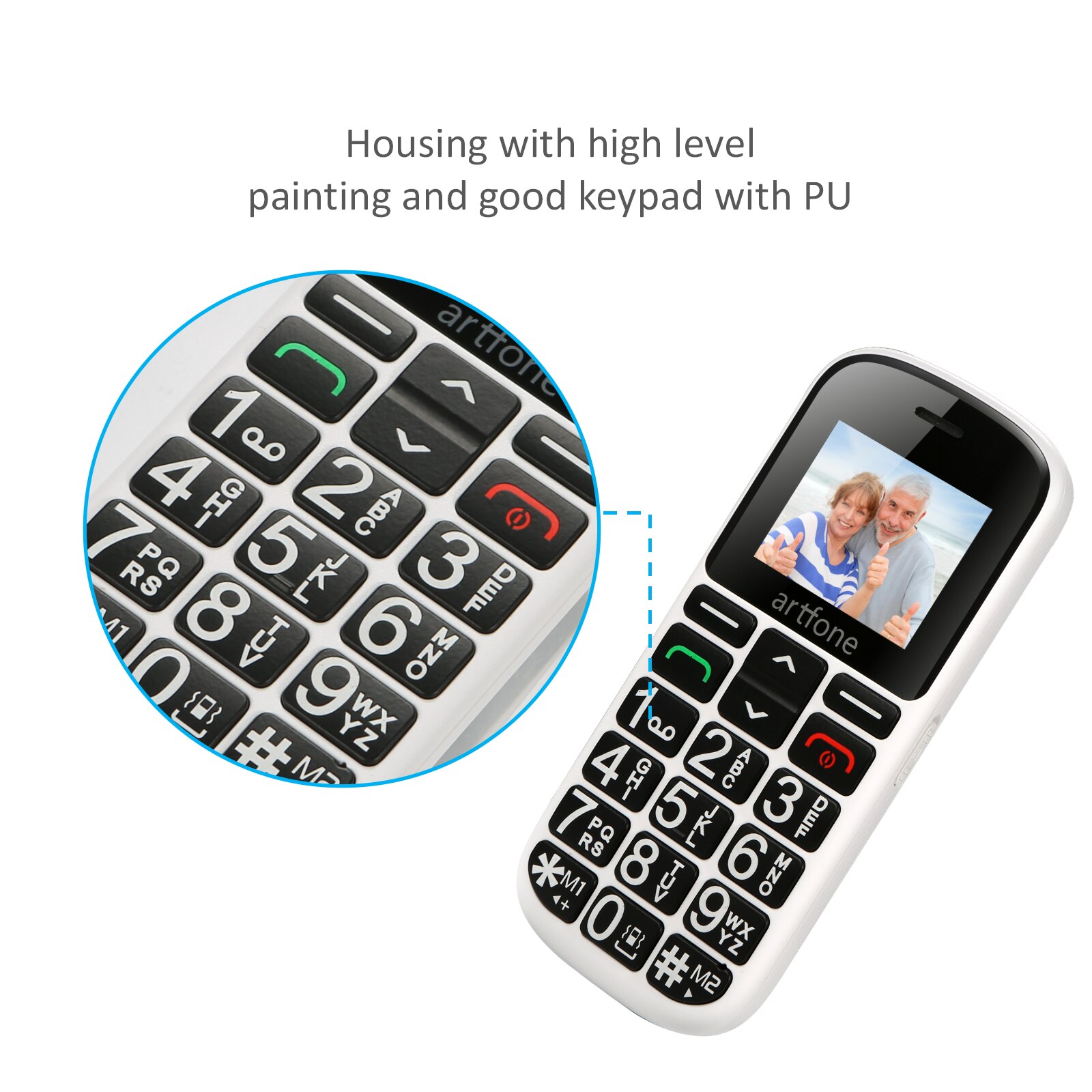 Téléphone portable pour senior avec gros boutons, GSM sans SIM, tél
