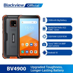 Blackview – Smartphone modèle BV4900 Android 10, téléphone portable étanche et robuste, 3 Go + 32 Go, IP68, batterie 5580 mAh, écran 57 pouces, NFC 1
