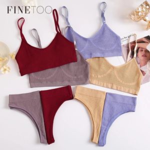 FINETOO Sans Couture Femmes Top Culottes Ensemble Couverture En Coton Taille Basse Sous-Vêtements En String Ensemble Doux Vêtements Lingerie Fitness Haut Court 1