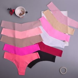 Strings Sexy en soie pour femmes, sous-vêtements féminins, Tanga taille basse, Lingerie intime, 3 pièces, ac125 1