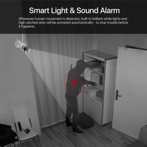 ZOSI – caméra de Surveillance extérieure IP Wifi hd 2MP/1080P, dispositif de sécurité sans fil, étanche, avec Vision nocturne à infrarouge et Audio, codec H.265 3