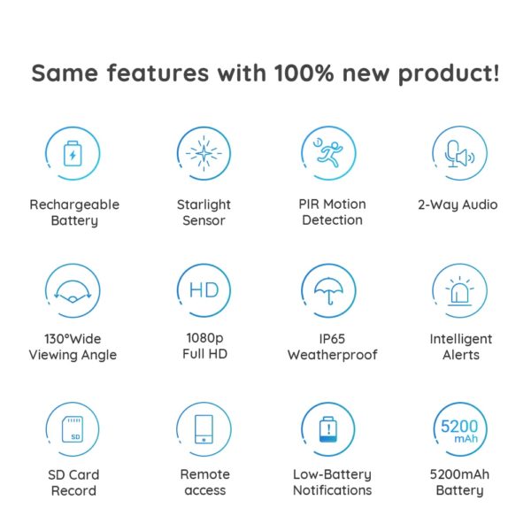 Reolink – caméra de surveillance intérieure/extérieure IP HD 1080P (Argus 2), dispositif de sécurité Reolink, reconditionné, avec batterie 4