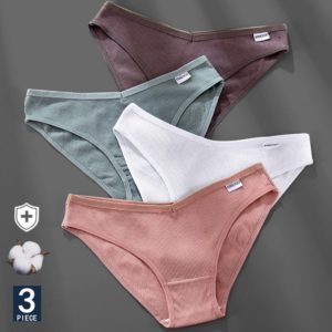 M-4XL Culotte En Coton Femmes Sous-Vêtements Culotte Sexy pour Femmes Sous-Vêtements Grande Taille Pantys Lingerie 3 pièces/ensemble 6 Couleur unie 1