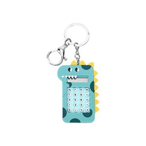 Porte-clés Mini calculatrice de dessin animé dinosaure, décoration de sac, pendentif de voiture, pour femmes hommes étudiants, bijoux cadeaux jouets pour enfants 1