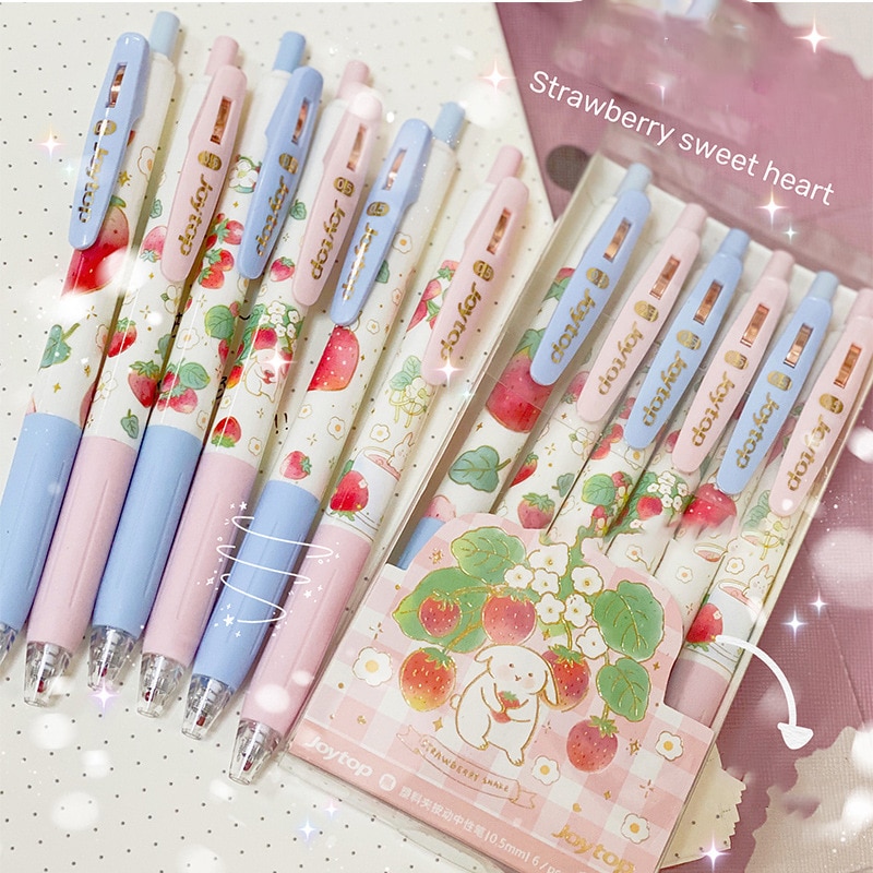 1 Pièces 0.5mm Pêche Fraîche Gel Stylo Kawaii Fraise Fruits Presse Stylo  Neutre Stylo École Fournitures De Bureau Cadeau – Destockage