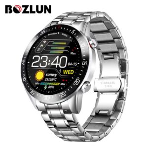 Montre connectée avec Bracelet en acier pour hommes, écran tactile de 1.3 pouces, moniteur de fréquence cardiaque et de pression artérielle, pour téléphone Huawei Xiaomi iPhone 1