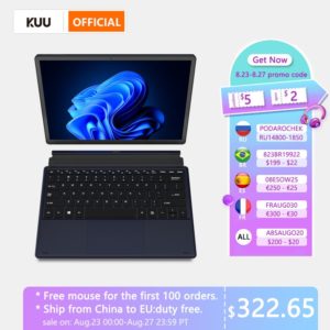 KUU – ordinateur portable en métal, écran tactile 2 en 1 12 pouces, Windows 10, processeur Intel Celeron Quad Core LPDDR4, 8 go de ram, SSD de 256 go, double WiFi, Type C 1