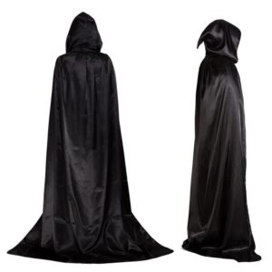 Cape noire à capuche pour Halloween, 1 pièce, cape noire, diable, avec capuche, unisexe, pour adultes et enfants, longue cape, Costume, accessoires de Cosplay 1