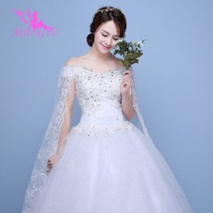 AIJINGYU – robe de mariée en ivoire, tenue de bal, avec lacets au dos, bon marché, nouvelle collection, WK327, 2021 1
