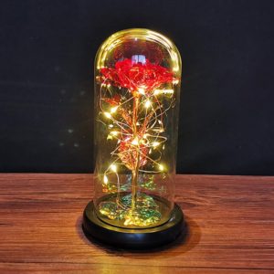 Rose éternelle artificielle LED, guirlande lumineuse dans un verre, cadeau Unique pour femme, fleur artificielle colorée 1