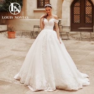 LOUIS NOVIAS – robe De mariée De luxe, épaules dénudées, perles appliquées, princesse, ligne a, exquise, 2022 1