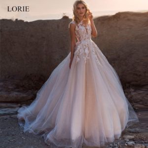 LORIE – robe de mariée de ligne A, en dentelle, sans manches, en Tulle, style Boho, avec traîne, élégante, collection 2020 1
