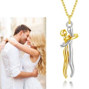 Pendentif de Couple pour femmes, collier pour petite amie, cadeau de saint valentin, chaîne à clavicule, bijoux 2 couleurs, accessoires ras du cou 1