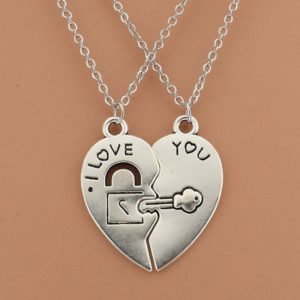 Colliers de Couple pour hommes et femmes, deux pendentifs en forme de cœur, porte-clés en corde, cadeau de saint valentin, collection pièces/ensemble 1