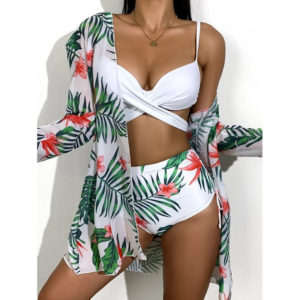 Bikini brésilien imprimé Floral, maillot de bain femmes, Sexy, ensemble 3 pièces avec Cover-Up, Push-Up, vêtements de plage, 2022 string femme, bikini femme 1