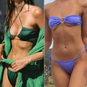 Bikini, Maillot de Bain avec Plis pour Femme, Ensemble Deux Pièces, Soutien-Gorge Push Up, de Couleur Unie, Sexy, Vêtements de Plage Tendance, 2021 1