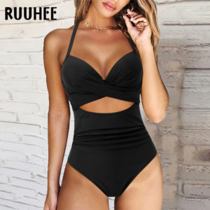 RUUHEE – maillot de bain une pièce, Sexy, Push-Up, Monokini, taille haute, solide, pour femmes, vêtements de plage, 2022 1