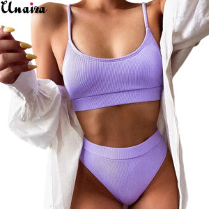 Unaiza – maillot de bain pour femmes, couleur unie, Sexy, Push-Up, Micro, Bikini, ensemble deux pièces, à la mode, pour la plage 1