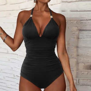 RUUHEE – maillot de bain une pièce noir, soutien-gorge Push up, col licou, Monokini, vêtements de plage, d'été, pour les femmes, tendance 2022 1