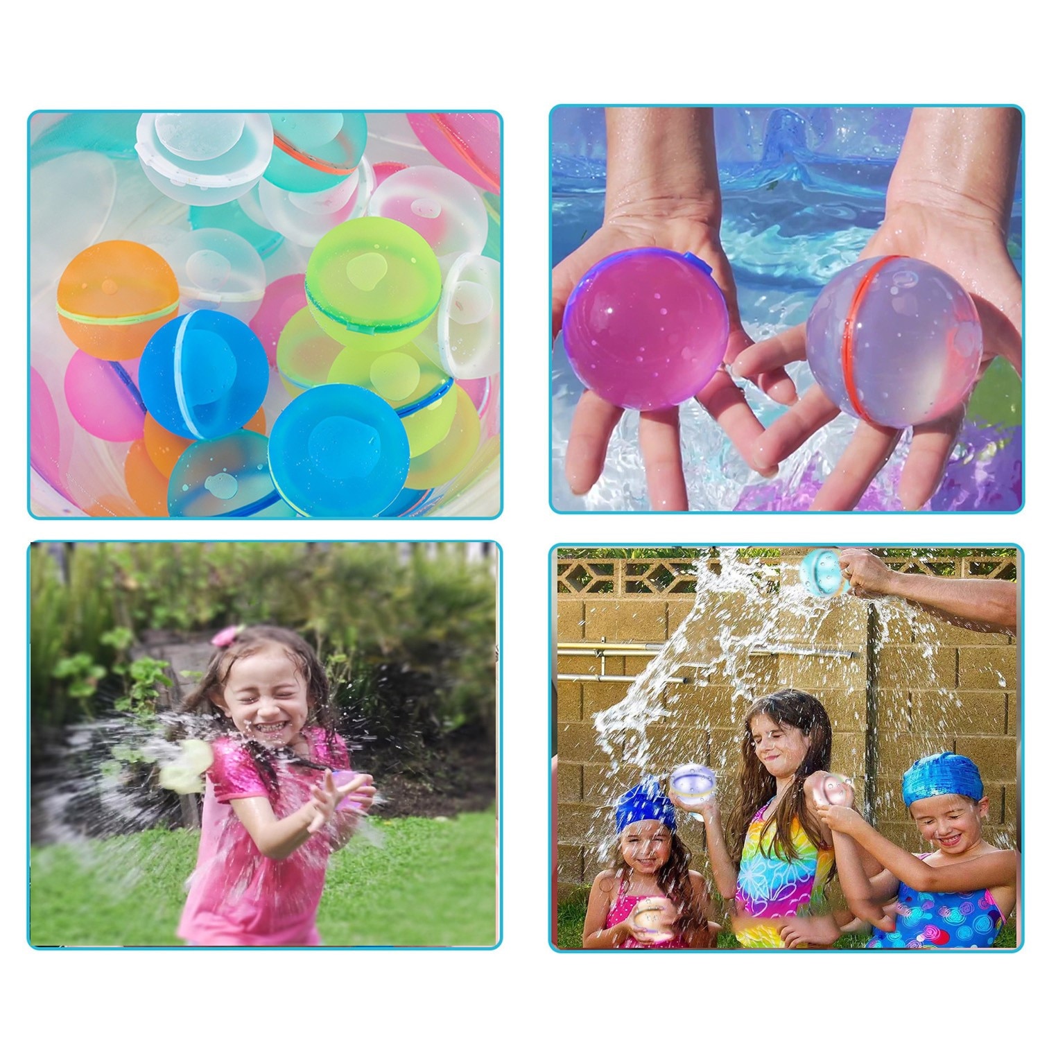 50pcs Boules d'eau, ballons d'eau réutilisables, lancer et attraper la  balle de jeu pour piscine, trampoline, plage
