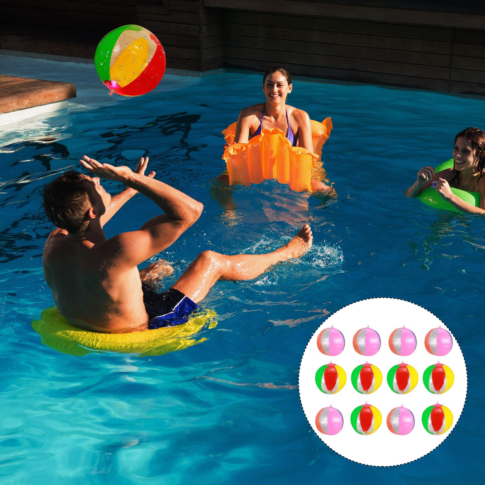 Ballons gonflables colorés de 23cm, 12 pièces, boules de plage lumineuses, pour  piscine, jeu d'eau, couleur aléatoire, pour enfants – Destockage