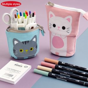 Kawaii – Trousse à crayons pour filles et garçons, fermeture éclair, chat mignon, sac à main fournitures scolaires, papeterie, cadeau 1