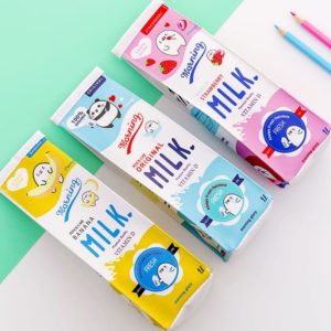 Étui à crayons pour école coréenne pour garçon et fille, jolie trousse décor boisson au lait, originale, fournitures scolaires, unisexe 1