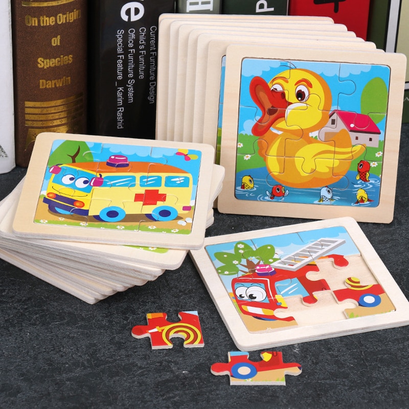 Puzzle 3D en bois pour enfants, dessin animé, animaux/circulation, jouet  éducatif, cadeaux pour garçons et